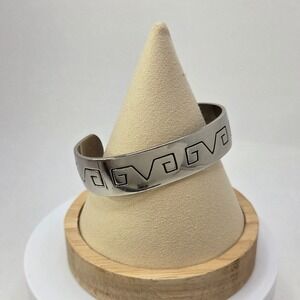 Sterling Silver Cuff Bracelet Aztec Mayan Style Pattern Signed‎ .925